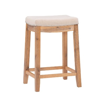 Claridge 51.5" Multistep Distressed Brown Bistro Set with Linen Upholstery