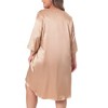 Agnes Orinda Women's Plus Size Satin Soft Button Down 3/4 Sleeve with Pockets V Neck Nightgown - image 4 of 4