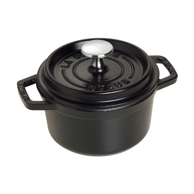 Staub Cast Iron - Round Cocottes 7 qt, Round, Cocotte, Black Matte