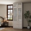 Hitow Modern Gray Armoire Set Frosted Glass Doors Woodgrain Finish Cream Style - 2 of 4