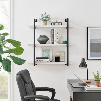 White and Black 3-Tier Industrial Wall Shelf
