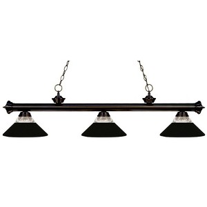 Riviera 3-Light Bronze Steel Fixture with Fluted Glass Shades - Dimmable, 14" x 15" x 57" - 1 of 1