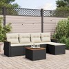 vidaXL 6 Piece Patio Sofa Set with Cushions Black Poly Rattan - Black and Cream With Table - 2 of 4