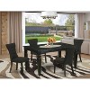 HomeStock 5-Piece Rectangle Black Finish Solid Wood Top Dining Table with 4 Parson Chair with Butterfly Leaf - 2 of 4