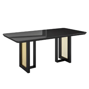 Modern 6 Seater Dining Table with Gold Accents, Black & Gold - 1 of 4