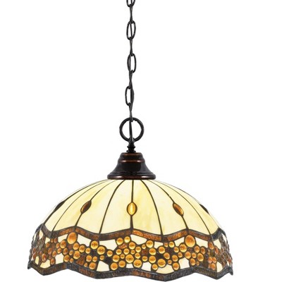Toltec Lighting Any 1 - Light Pendant in  Black Copper with 16" Roman Jewel Art Glass Shade