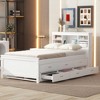 Whisen Full Size Platform Bed with Storage Headboard, USB Port, Twin Size Trundle and 3 Drawers - 2 of 4