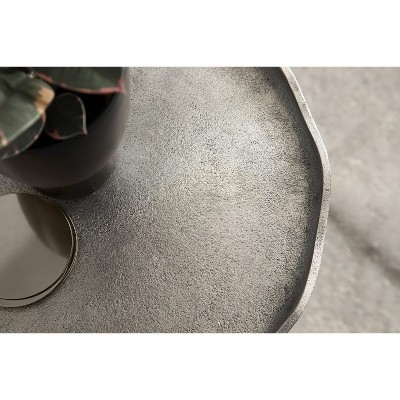 Alessia Silver Round Cast Aluminum Side Table