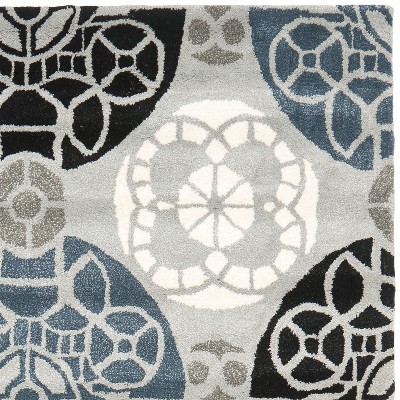 Gray and Black Hand-Tufted Wool Area Rug