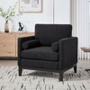 35.4'' Boucle Upholstered Wide Modern Farmhouse Accent Armchair with Wood Legs and Two Bolster Pillows for Living Room - 3 of 4