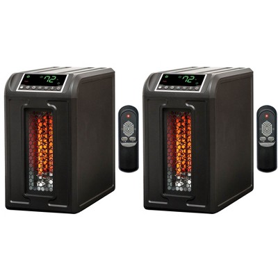 Lifesmart 3 Element 1500W Portable Electric Infrared Quartz Indoor Medium Room Space Heater, Black (2 Pack)