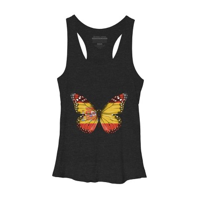Women's Design By Humans Butterfly Flag Of Spain By GiftsIdeas Racerback Tank Top