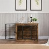 Rustic Brown Wooden Dog Kennel Furniture with Cushion, Heavy-Duty Double-Door Dog Crate for Small,Medium and Large Dogs - 4 of 4