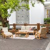 Cambridge Casual Carmel Teak Wood Patio Outdoor Ottoman with Tan Cushion - 4 of 4