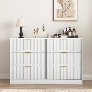 Standard Particle Board 6-Drawer Dresser with Large Storage and Modern Design and Durable Construction and Wavy Drawer Panels and Versatile Placement - 1 of 4