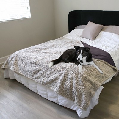 Large Gray Waterproof Sherpa Fleece Pet Blanket