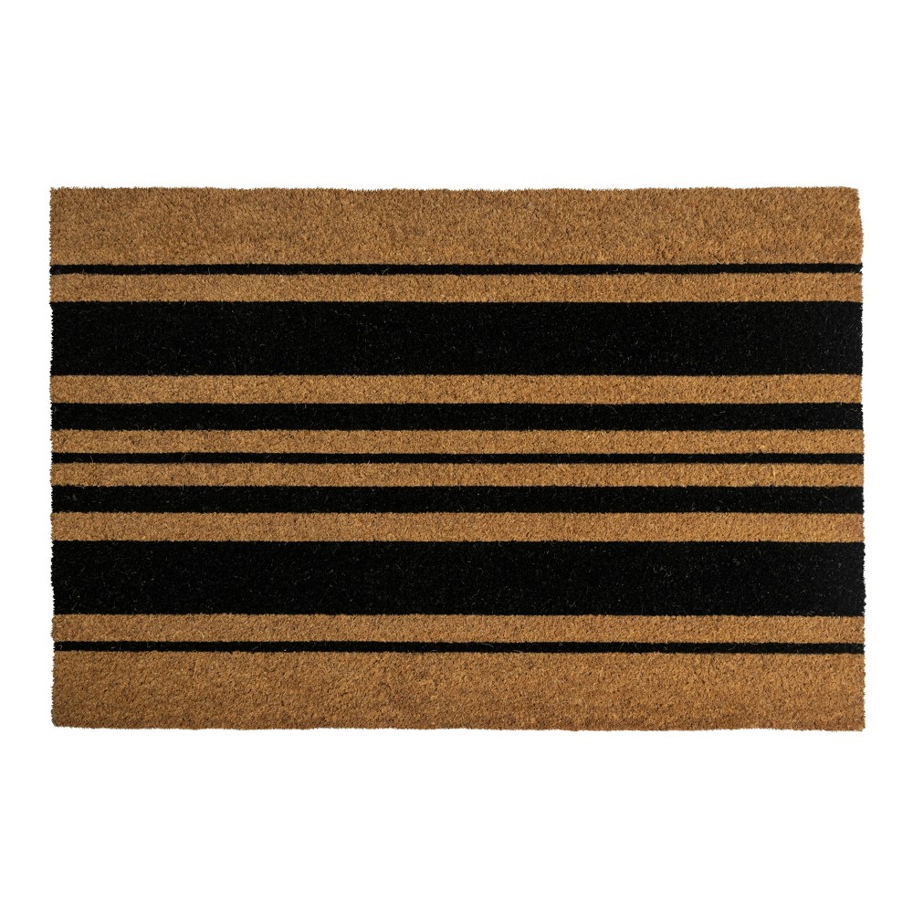 Photos - Doormat 2' x 3' Bold Stripes Indoor/Outdoor  Black/Natural - Entryways