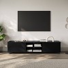 CorLiving Hollywood TV Stand for TVs up to 85" Black: Modern Console, Adjustable Shelves, MDF Frame - 2 of 4