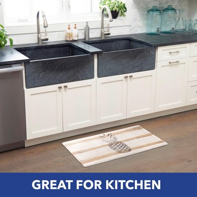 Beige and Black Pineapple Anti-Fatigue Kitchen Mat 17.5"x30"