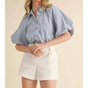 Women's Count On Me Bubble Sleeve Button Down - &merci - 1 of 4