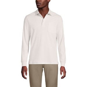 Lands' End Men's Long Sleeve Cotton Supima Polo Shirt with Pocket - 1 of 3