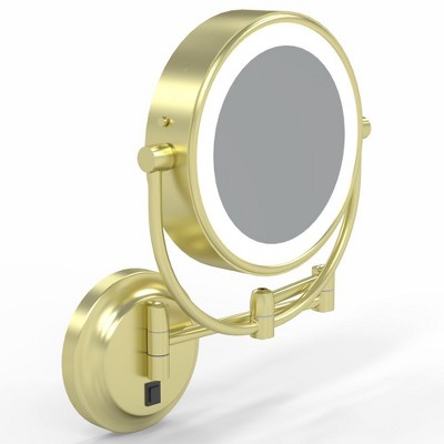 Brushed Brass LED Wall Mounted Magnifying Mirror