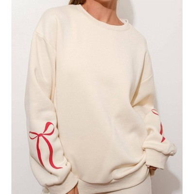 Women's Happily Yours Bow Sweatshirt - Pretty Garbage