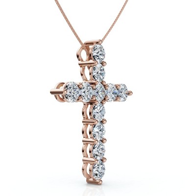 Pompeii3 4Ct TW Diamond Cross Pendant 14k Gold Women's 18" Necklace Lab Created