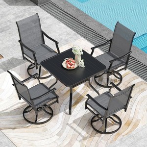 VisioGear Patio Accent Table Sets, 5-Piece Outdoor Table and Chairs Set, Patio Table with Umbrella Hole for Backyard, Gray, 21.7"*21.7"*40.2" - 1 of 4