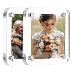 Unique Bargains Double Sided Fujifilm Mini Picture Acrylic Fridge Magnetic Frames 2 Pcs - 1 of 4