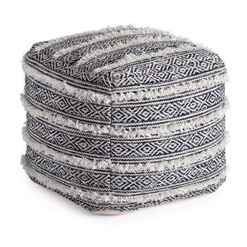 Ouray Pouf Blue/Ivory - Anji Mountain