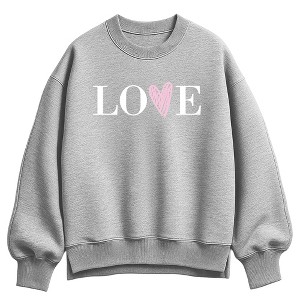 Women's - Instant Message - Love Heart Oversized Fleece Crew