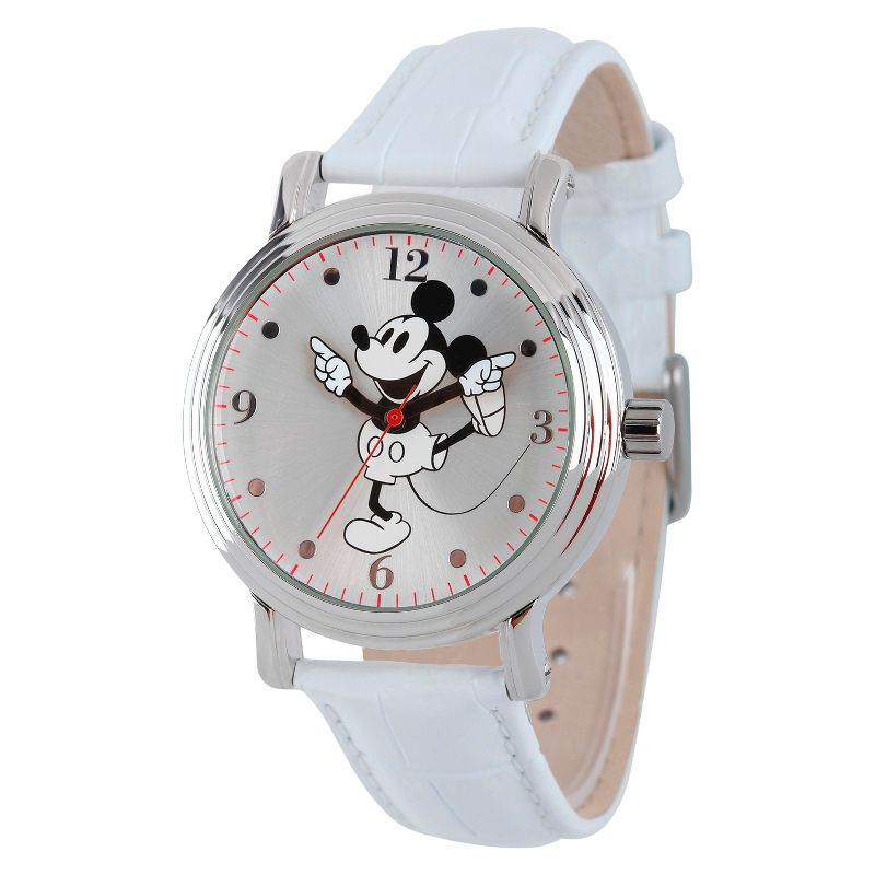 Women&#39;s Disney Mickey Mouse Shinny Vintage Articulating Watch with Alloy Case - White, 1 of 6