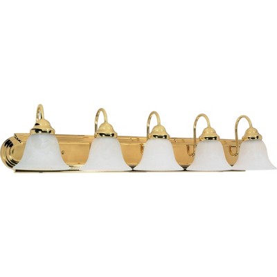 5 Light Bath Sconce with Alabaster Glass Polished Brass - Aurora Lighting