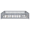 NicBex Kids Montessori Bed with Door and Fence,Wood Floor Bed with Support Slats,Full Size Toddler bed for Bedroom Playroom,White/Gray/Brown - 2 of 4