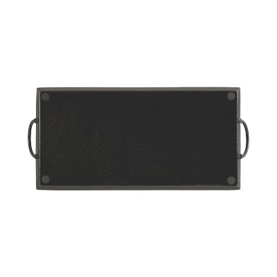 Sanzo Pewter Hammered Metal Rectangular Tray with Handles