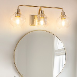 DORESshop 27 In. 3-Light Brushed Nickel Vanity Light with Clear Glass Shades, Elegant Bathroom Wall Sconce for Vanity or Mirror - 1 of 4