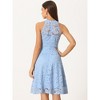 Allegra K Women's Lace Halter Neck Sleeveless Elegant Cocktail A-Line Dress - 3 of 4