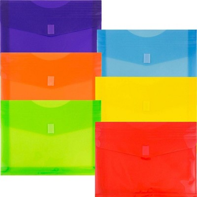 JAM Paper 9 3/4'' x 13'' 6pk Plastic Envelopes with Hook & Loop Closure, 2" Expansion, Letter Booklet - Multicolor
