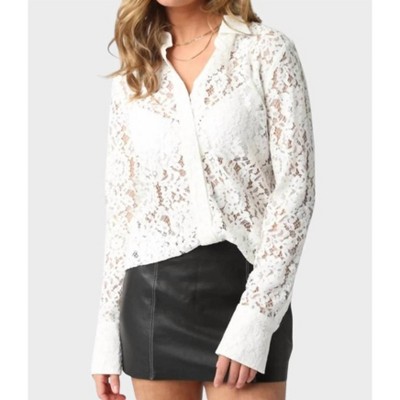 Women's Lace Button Up Top - OLIVACEOUS