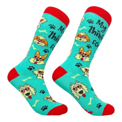Crazy Dog T-Shirts Women's My Dog Thinks I'm Cool Socks Funny Pet Lover Novelty Cute Graphic