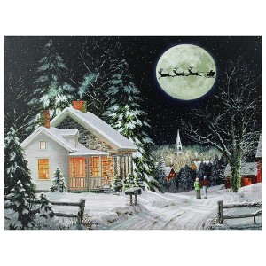 Northlight LED  Fiber Optic Lighted Santa Claus Coming to Town Christmas Wall Art 15.75" x 12" - 1 of 4