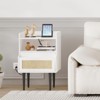 Set of 2 Rattan Nightstands, Boho Bedside Tables with Drawer & Open Shelf, Solid Wood Legs for Bedroom - 4 of 4
