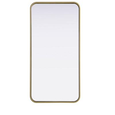 Elegant Lighting Contour Metal Rectangle Mirror 18x36 in Brass