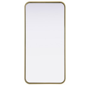 Elegant Lighting Contour Metal Rectangle Mirror 18x36 in Brass - 1 of 4