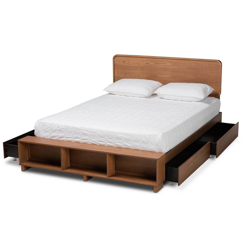 4 Drawer Vita Modern Transitional Wood Platform Storage Bed Walnut/Brown - Baxton Studio, 3 of 13