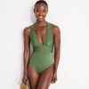 Lands' End Women's Shine Ribbed Twist Back High Leg One Piece Swimsuit - 4 of 4