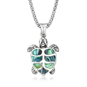 Ross-Simons Abalone Shell Bali-Style Turtle Pendant Necklace in Sterling Silver Size 18 - 1 of 4