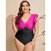 Whizmax Women's Plus Size Tummy Control Swimsuit One Piece Slimming Bathing Suit Halter Push Up V Neck Swimwear - 3 of 4