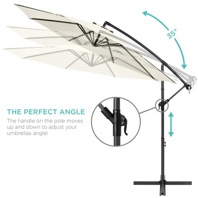 Ivory 10ft Offset Hanging Patio Umbrella with Steel Frame